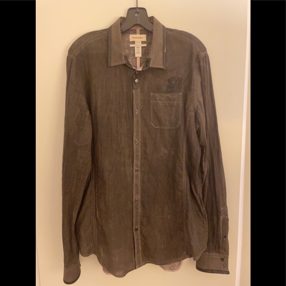 Diesel Long Sleeve Mini Stripe Cotton Up Shirt